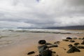 The beach with black stones in Iceland Royalty Free Stock Photo