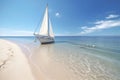 Beach bliss, Serene coastline with sailing boat, epitomizing an active lifestyle