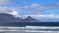 View towards Cape Town and Table Mountain from Bloubergstrand Royalty Free Stock Photo