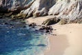 Beach blue green water ocean view at rocky cliff at california los cabos mexico nice hotel restaurant with fantastic views Royalty Free Stock Photo