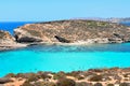 Beach of blue lagoon on the island of comino - island of malta Royalty Free Stock Photo