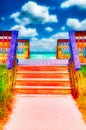 Beach, Boardwalk, Sky & Sea - Fun and Fantasy Surreal Image Royalty Free Stock Photo