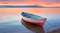 Beach, Boat, Dawn in coastal morning Royalty Free Stock Photo