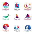 Beach and Boat logo vector illustration set design Royalty Free Stock Photo