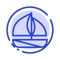 Beach, Boat, Ship Blue Dotted Line Line Icon