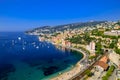 Beach with boats Beausoleil, Nice, Nizza, Alpes-Maritimes, Provence-Alpes-Cote d `Azur, Cote d `Azur, French Riviera, France Royalty Free Stock Photo