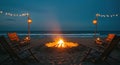 Beach Bonfire at Night under the Stars Royalty Free Stock Photo