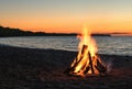 Beach Bonfire at Sunset Royalty Free Stock Photo