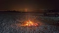 Beach Bonfire at winter night