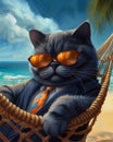 Beach Boss: The Purr-fect Paradise for a Dapper Kitten in a Trop