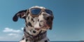 Beach Breeze Cute Dalmatian Dog Strikes a Pose with Funny Sunglasses. Generative AI