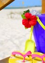 Beach bucket on boardwalk Royalty Free Stock Photo