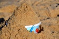 Beach bucket with sand Royalty Free Stock Photo