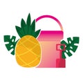 beach bucket shovel and pineapple tropical summer Royalty Free Stock Photo