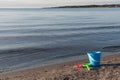 Beach with bucket and spades Royalty Free Stock Photo