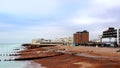 The beach and buildings on Worthing seafront. Royalty Free Stock Photo