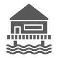 Beach bungalow glyph icon, seaside and hut, beach house sign, vector graphics, a solid pattern on a white background.