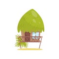 Beach bungalow, tropical house vector Illustration on a white background