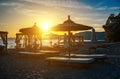 Beach cabana beds and sun loungers