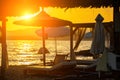 Beach cabana beds and sun loungers