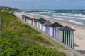 Beach cabins of the coast at Regeleje in Denmark Royalty Free Stock Photo