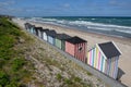 Beach cabins of the coast at Regeleje in Denmark Royalty Free Stock Photo