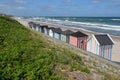 Beach cabins of the coast at Regeleje in Denmark Royalty Free Stock Photo