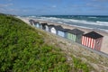 Beach cabins of the coast at Regeleje in Denmark Royalty Free Stock Photo