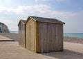 Beach cabins. Dieppe, Seine-Maritime, France. Royalty Free Stock Photo