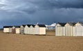 Beach cabins on the beach at Ouistreham Royalty Free Stock Photo