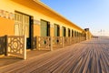 Beach cabins of the promenade des Planches in Deauville. Normandy, France. Royalty Free Stock Photo