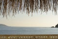 Beach cafe on sea sunset. Beautiful tropical evening on the coast. Relax, summer, vacation. Royalty Free Stock Photo