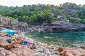 Beach Cala Deia at coast of Mallorca, Baleares, Spain Royalty Free Stock Photo