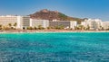 Seaside beach of tourist resort of Cala Millor on Majorca island, Spain Royalty Free Stock Photo