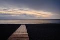 Beach of Calahonda in Costa del Sol, wooden boardwalk leading to Mediterranean Sea Royalty Free Stock Photo