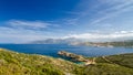 Beach, Calvi, sea and mountains from La Revellata in Corsica Royalty Free Stock Photo