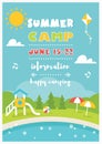 Beach Camp or Club for Kids. Summer Poster Vector Template