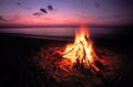 Beach Campfire on Lake Superior Royalty Free Stock Photo