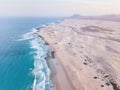 Beach in Canary islands, Fuerteventura, Corralejo aerial view
