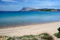 The beach of Capo Coda di Cavallo, in background the island of Tavolara Royalty Free Stock Photo