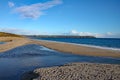 The beach at Carlyon Bay in Cornwall. Close by is the now derelict Cornwall Coliseum