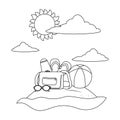 Beach cartoon in black and white Royalty Free Stock Photo