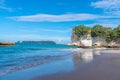 Beach at cathedral cove at Coromandel peninsula in New Zealand Royalty Free Stock Photo