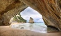 Beach at Cathedral Cove, New Zealand Royalty Free Stock Photo