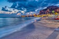 The beach Cefalu at the north coast of Sicily Royalty Free Stock Photo