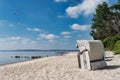 beach chair on beautiful baltic sea beach Royalty Free Stock Photo