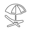 Beach, chair, deck icon. Outline vector graphics Royalty Free Stock Photo