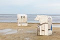 Beach chair on the North Sea beach in Germany Royalty Free Stock Photo