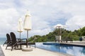 Beach chair in outdoor with swimming pool and sea view andaman s Royalty Free Stock Photo