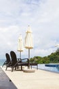 Beach chair in outdoor with swimming pool and sea view andaman s Royalty Free Stock Photo